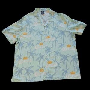 CORONA Men's Hawaiian‎ Shirt Short Sleeve SIZE 2XL Green, Blue Beer Logo NWT